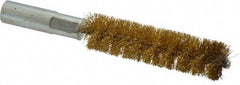 Value Collection - 5/8" Diam Helical Brass Tube Brush - Double Spiral, 0.014" Filament Diam, 2-23/64" Brush Length, 4" OAL, 5/16-18 Female Shank - Benchmark Tooling