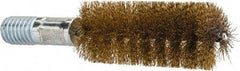 Value Collection - 1" Diam Helical Brass Tube Brush - Double Spiral, 0.012" Filament Diam, 2-23/64" Brush Length, 4" OAL, 1/2-12 Male Shank - Benchmark Tooling