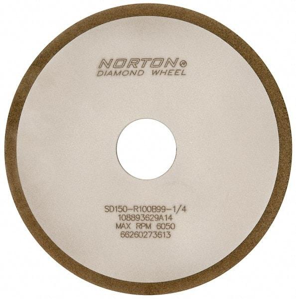 Norton - 6" Diam x 1-1/4" Hole x 1/8" Thick, 150 Grit Surface Grinding Wheel - Diamond, Type 1A1, Very Fine Grade, Resinoid Bond - Benchmark Tooling