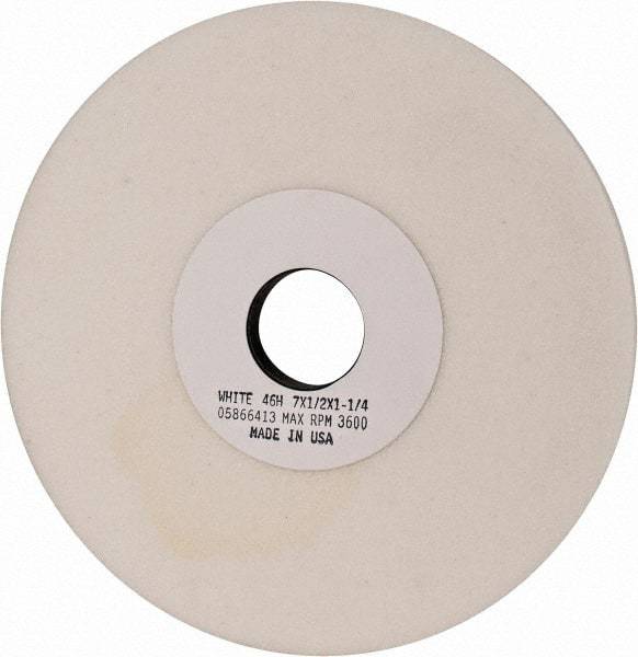 Grier Abrasives - 7" Diam x 1-1/4" Hole x 1/2" Thick, H Hardness, 46 Grit Surface Grinding Wheel - Aluminum Oxide, Type 1, Coarse Grade, 3,600 Max RPM, Vitrified Bond, No Recess - Benchmark Tooling