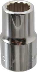 Blackhawk by Proto - 1/2" Drive, Standard Hand Socket - 12 Points, 1-1/2" OAL, Chrome Finish - Benchmark Tooling