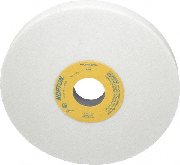 Norton - 7" Diam x 1-1/4" Hole x 3/4" Thick, I Hardness, 60 Grit Surface Grinding Wheel - Aluminum Oxide, Type 5, Medium Grade, 3,600 Max RPM, Vitrified Bond, One-Side Recess - Benchmark Tooling