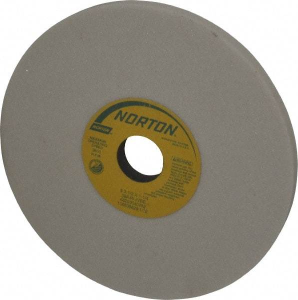 Norton - 8" Diam x 1-1/4" Hole x 1/2" Thick, J Hardness, 46 Grit Surface Grinding Wheel - Aluminum Oxide, Type 1, Coarse Grade, 3,600 Max RPM, Vitrified Bond, No Recess - Benchmark Tooling