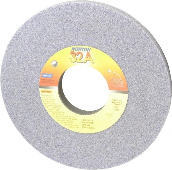 Norton - 10" Diam x 3" Hole x 3/4" Thick, I Hardness, 46 Grit Surface Grinding Wheel - Aluminum Oxide, Type 1, Coarse Grade, 2,485 Max RPM, Vitrified Bond, No Recess - Benchmark Tooling