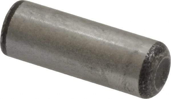 Value Collection - 5/16" Diam x 7/8" Pin Length Grade 8 Alloy Steel Standard Dowel Pin - C 50-58 Hardness, 20,000 Lb Breaking Strength, 1 Beveled & 1 Rounded End - Benchmark Tooling