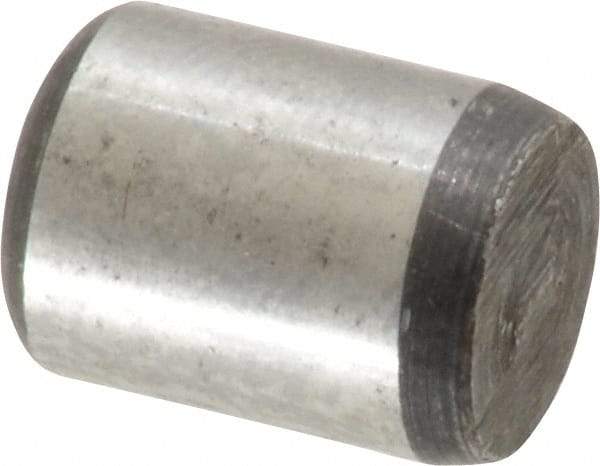Value Collection - 3/8" Diam x 1/2" Pin Length Grade 8 Alloy Steel Standard Dowel Pin - C 50-58 Hardness, 28,700 Lb Breaking Strength, 1 Beveled & 1 Rounded End - Benchmark Tooling