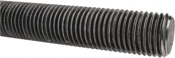 Made in USA - 1-1/4-7 UNC (Coarse), 3' Long, Low Carbon Steel Threaded Rod - Oil Finish Finish, Right Hand Thread - Benchmark Tooling
