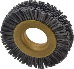 Osborn - 1-1/2" OD, 1/2" Arbor Hole, Crimped Nylon Wheel Brush - 1/4" Face Width, 1/4" Trim Length, 20,000 RPM - Benchmark Tooling