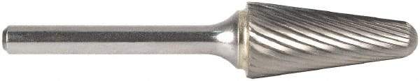 M.A. Ford - 3/4" Cut Diam, 1/4" Shank Diam, Taper Head Double Cut Burr - Carbide, Radius End, 1-9/16" LOC, 3-5/8" OAL - Benchmark Tooling