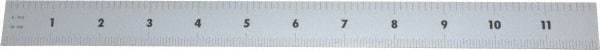 Mitutoyo - 12" Long, 1/64, 1/32, 1/16, 1/8" Graduation, Rigid Stainless Steel Rule - 4R Graduation Style, 1" Wide, Silver, Satin Chrome Finish - Benchmark Tooling