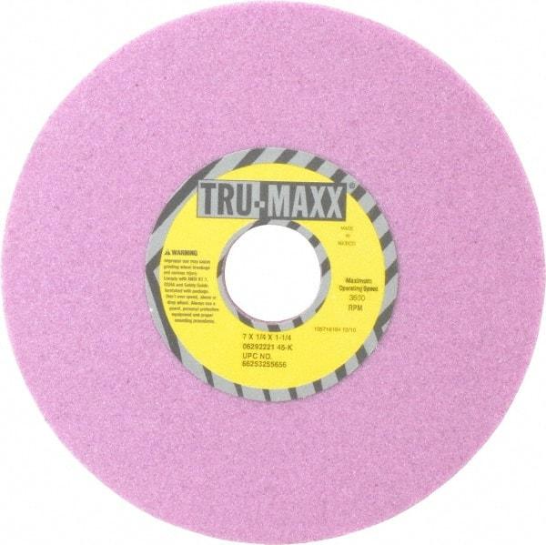 Tru-Maxx - 7" Diam x 1-1/4" Hole x 1/4" Thick, K Hardness, 46 Grit Surface Grinding Wheel - Aluminum Oxide, Type 1, Coarse Grade, 3,600 Max RPM, Vitrified Bond, No Recess - Benchmark Tooling