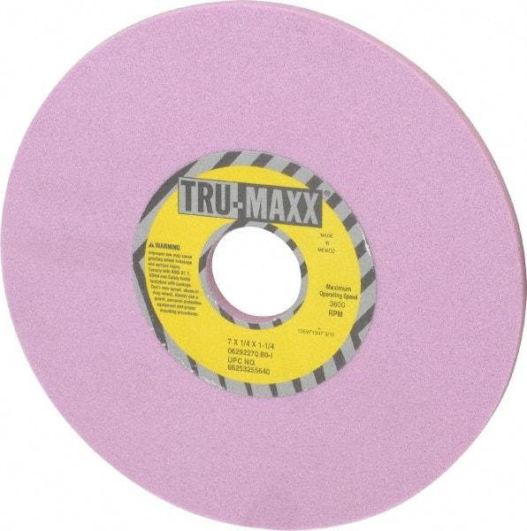 Tru-Maxx - 7" Diam x 1-1/4" Hole x 1/4" Thick, I Hardness, 80 Grit Surface Grinding Wheel - Aluminum Oxide, Type 1, Medium Grade, 3,600 Max RPM, Vitrified Bond, No Recess - Benchmark Tooling