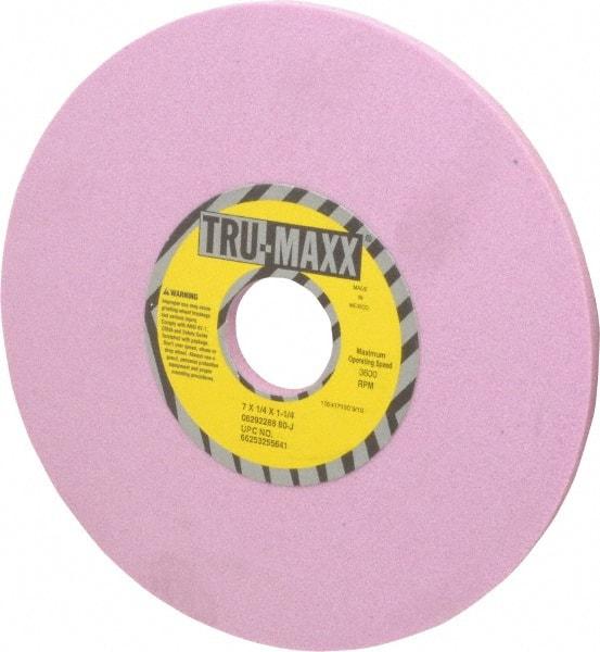 Tru-Maxx - 7" Diam x 1-1/4" Hole x 1/4" Thick, J Hardness, 80 Grit Surface Grinding Wheel - Aluminum Oxide, Type 1, Medium Grade, 3,600 Max RPM, Vitrified Bond, No Recess - Benchmark Tooling