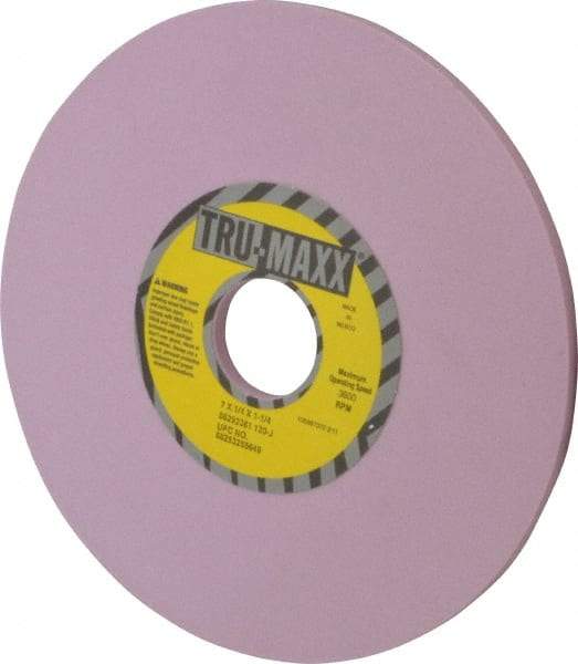 Tru-Maxx - 7" Diam x 1-1/4" Hole x 1/4" Thick, J Hardness, 120 Grit Surface Grinding Wheel - Aluminum Oxide, Type 1, Fine Grade, 3,600 Max RPM, Vitrified Bond, No Recess - Benchmark Tooling