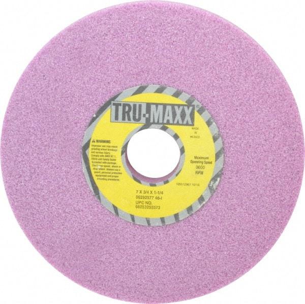 Tru-Maxx - 7" Diam x 1-1/4" Hole x 3/4" Thick, I Hardness, 46 Grit Surface Grinding Wheel - Aluminum Oxide, Type 1, Coarse Grade, 3,600 Max RPM, Vitrified Bond, No Recess - Benchmark Tooling