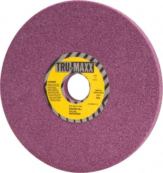 Tru-Maxx - 8" Diam x 1-1/4" Hole x 1/2" Thick, J Hardness, 46 Grit Surface Grinding Wheel - Aluminum Oxide, Type 1, Coarse Grade, 3,600 Max RPM, Vitrified Bond, No Recess - Benchmark Tooling
