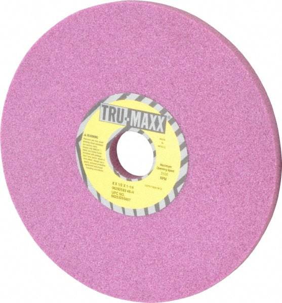 Tru-Maxx - 8" Diam x 1-1/4" Hole x 1/2" Thick, H Hardness, 46 Grit Surface Grinding Wheel - Aluminum Oxide, Type 1, Coarse Grade, 3,105 Max RPM, Vitrified Bond, No Recess - Benchmark Tooling
