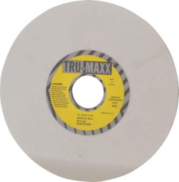 Tru-Maxx - 7" Diam x 1-1/4" Hole x 1/4" Thick, J Hardness, 80 Grit Surface Grinding Wheel - Aluminum Oxide, Type 1, Medium Grade, 3,600 Max RPM, Vitrified Bond, No Recess - Benchmark Tooling