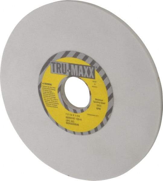 Tru-Maxx - 7" Diam x 1-1/4" Hole x 1/4" Thick, H Hardness, 120 Grit Surface Grinding Wheel - Aluminum Oxide, Type 1, Fine Grade, 3,600 Max RPM, Vitrified Bond, No Recess - Benchmark Tooling