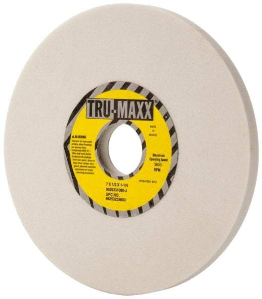 Tru-Maxx - 7" Diam x 1-1/4" Hole x 1/2" Thick, J Hardness, 80 Grit Surface Grinding Wheel - Aluminum Oxide, Type 1, Medium Grade, 3,600 Max RPM, Vitrified Bond, No Recess - Benchmark Tooling