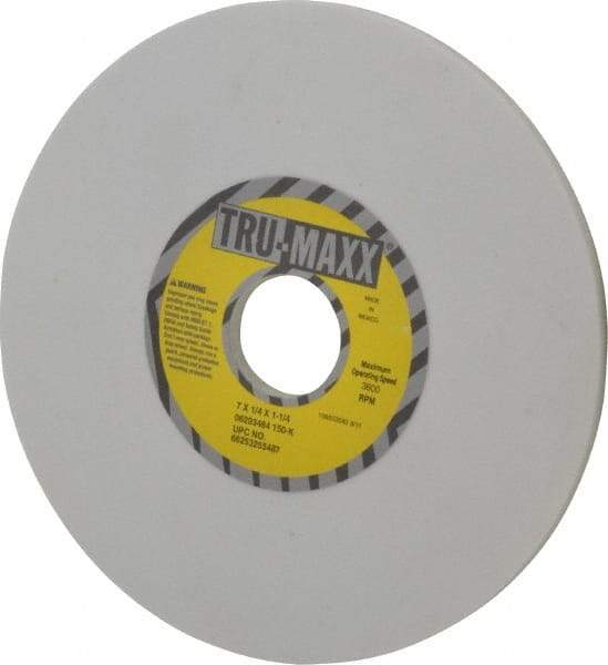Tru-Maxx - 7" Diam x 1-1/4" Hole x 1/4" Thick, K Hardness, 150 Grit Surface Grinding Wheel - Aluminum Oxide, Type 1, Very Fine Grade, 3,600 Max RPM, Vitrified Bond, No Recess - Benchmark Tooling