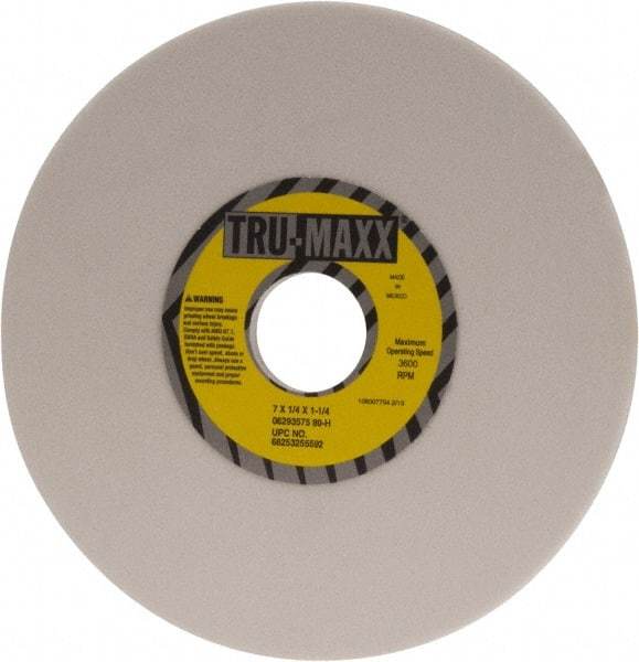 Tru-Maxx - 7" Diam x 1-1/4" Hole x 1/4" Thick, H Hardness, 80 Grit Surface Grinding Wheel - Aluminum Oxide, Type 1, Medium Grade, 3,600 Max RPM, Vitrified Bond, No Recess - Benchmark Tooling