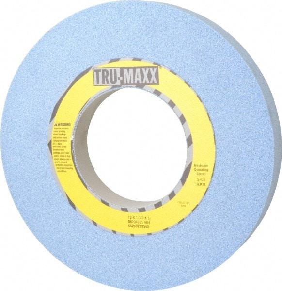 Tru-Maxx - 12" Diam x 5" Hole x 1-1/2" Thick, I Hardness, 46 Grit Surface Grinding Wheel - Ceramic, Type 1, Coarse Grade, 2,705 Max RPM, Vitrified Bond, No Recess - Benchmark Tooling