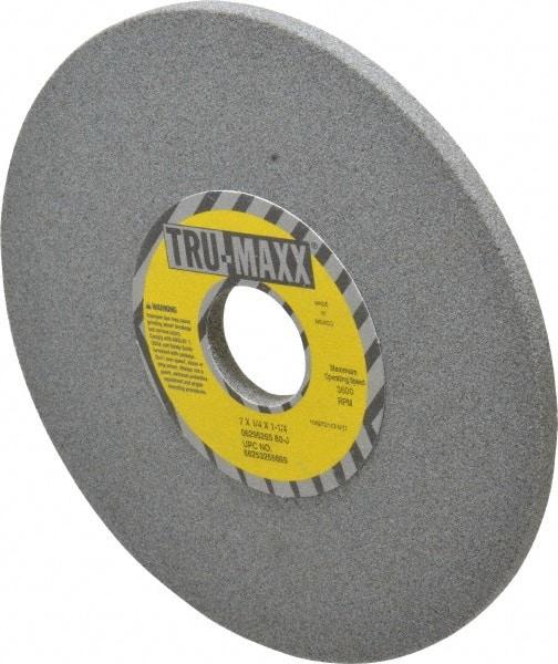 Tru-Maxx - 7" Diam x 1-1/4" Hole x 1/4" Thick, J Hardness, 80 Grit Surface Grinding Wheel - Aluminum Oxide, Type 1, Medium Grade, 3,600 Max RPM, Vitrified Bond, No Recess - Benchmark Tooling