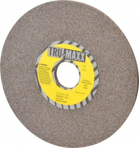 Tru-Maxx - 7" Diam x 1-1/4" Hole x 1/4" Thick, H Hardness, 46 Grit Surface Grinding Wheel - Aluminum Oxide, Type 1, Coarse Grade, 3,600 Max RPM, Vitrified Bond, No Recess - Benchmark Tooling