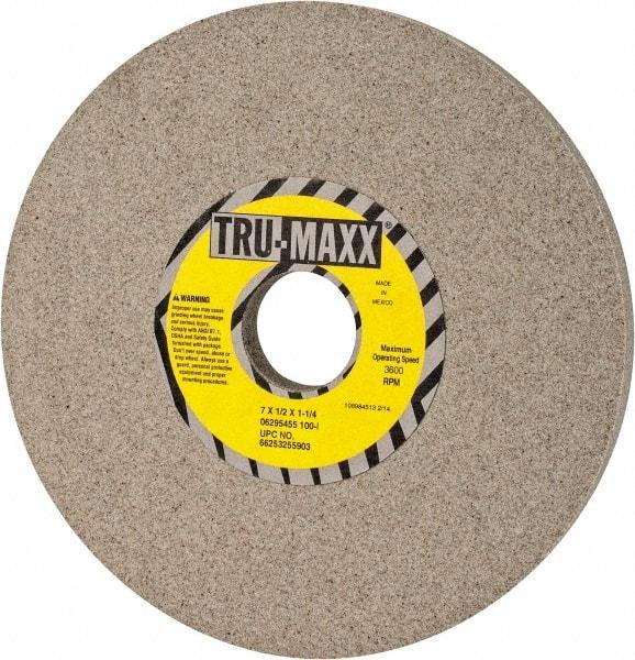 Tru-Maxx - 7" Diam x 1-1/4" Hole x 1/2" Thick, I Hardness, 100 Grit Surface Grinding Wheel - Aluminum Oxide, Type 1, Fine Grade, 3,600 Max RPM, Vitrified Bond, No Recess - Benchmark Tooling