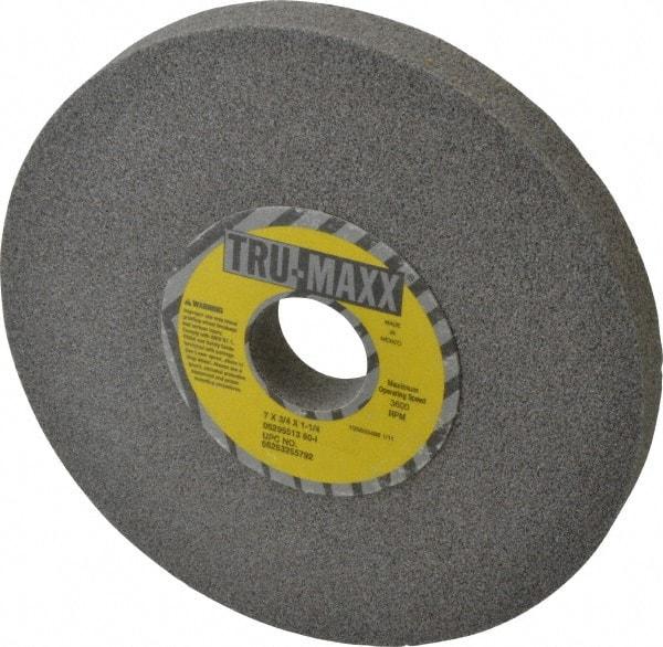 Tru-Maxx - 7" Diam x 1-1/4" Hole x 3/4" Thick, I Hardness, 60 Grit Surface Grinding Wheel - Aluminum Oxide, Type 1, Medium Grade, 3,600 Max RPM, Vitrified Bond, No Recess - Benchmark Tooling