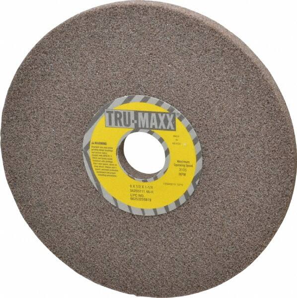 Tru-Maxx - 8" Diam x 1-1/4" Hole x 1/2" Thick, H Hardness, 46 Grit Surface Grinding Wheel - Aluminum Oxide, Type 1, Coarse Grade, 3,105 Max RPM, Vitrified Bond, No Recess - Benchmark Tooling