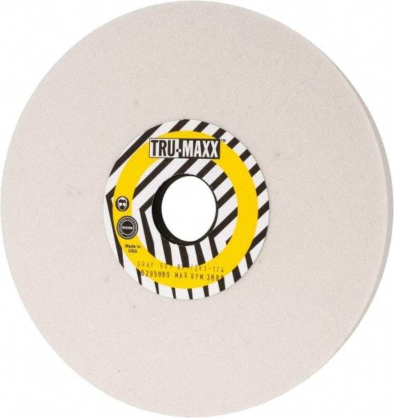 Tru-Maxx - 8" Diam x 1-1/4" Hole x 1/2" Thick, J Hardness, 80 Grit Surface Grinding Wheel - Aluminum Oxide, Type 1, Medium Grade, 3,600 Max RPM, Vitrified Bond, No Recess - Benchmark Tooling