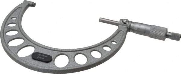 Value Collection - 100 to 125mm Range, 0.01mm Graduation, Mechanical Outside Micrometer - Ratchet Stop Thimble, Accurate to 0.006mm - Benchmark Tooling