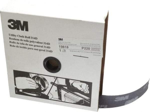 3M - 2" x 50 Yd 220 Grit Aluminum Oxide Cloth Roll - Very Fine Grade, J Weighted Backing - Benchmark Tooling