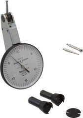 TESA Brown & Sharpe - 0.03 Inch Range, 0.0005 Inch Dial Graduation, Horizontal Dial Test Indicator - 1-1/2 Inch White Dial, 0-15-0 Dial Reading, Accurate to 0.0005 Inch - Benchmark Tooling