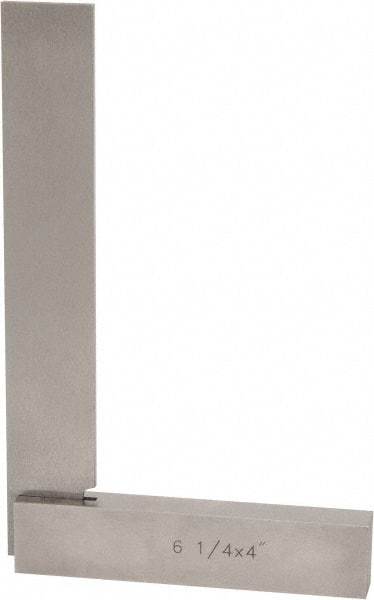 Value Collection - 6-1/4" Blade Length, 4" Base Length Steel Square - 0.0003" Accuracy, Beveled Edge - Benchmark Tooling