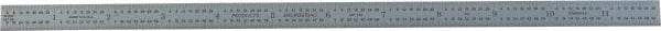 PEC Tools - 12" Long, 1/64, 1/32, 1/16, 1/8" Graduation, Flexible Steel Rule - 4R Graduation Style, 1/2" Wide, Silver, Satin Chrome Finish - Benchmark Tooling