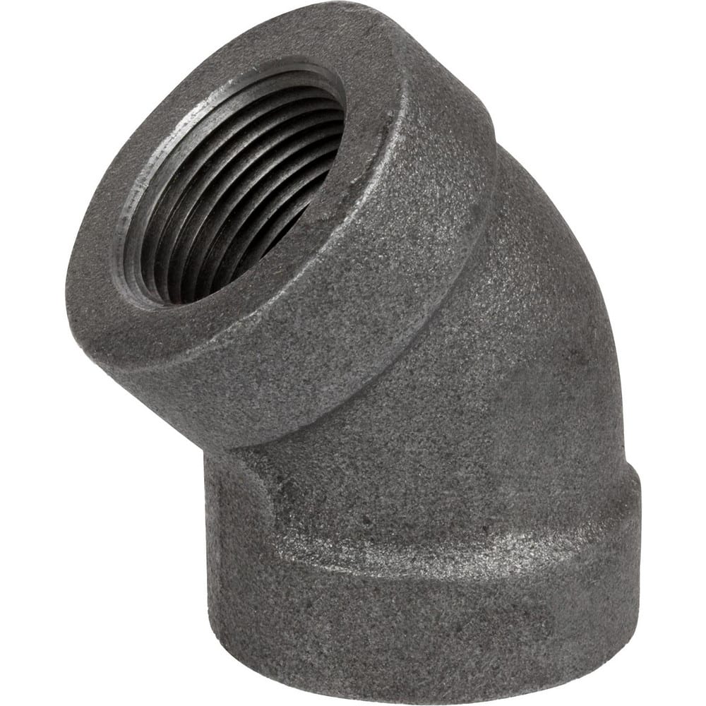 Black Pipe Fittings; Fitting Type: Elbow; Fitting Size: 2-1/2″; Material: Malleable Iron; Finish: Black; Fitting Shape: 45 ™ Elbow; Thread Standard: NPT; Connection Type: Threaded; Lead Free: No; Standards: ™ASME ™B1.2.1; ™ASME ™B16.3; ASTM ™A197; ™UL
