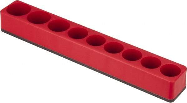 Value Collection - 9 Piece Capacity Magnetic Deep & Shallow Socket Holder - 1/2" Drive, Red - Benchmark Tooling