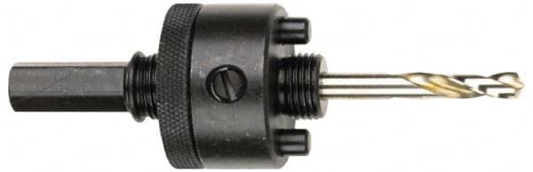 Milwaukee Tool - 1-1/4 to 6" Tool Diam Compatibility, Straight Shank, Steel Integral Pilot Drill, Hole Cutting Tool Arbor - 1/2" Min Chuck, Hex Shank Cross Section, Quick-Change Attachment, For Hole Saws - Benchmark Tooling