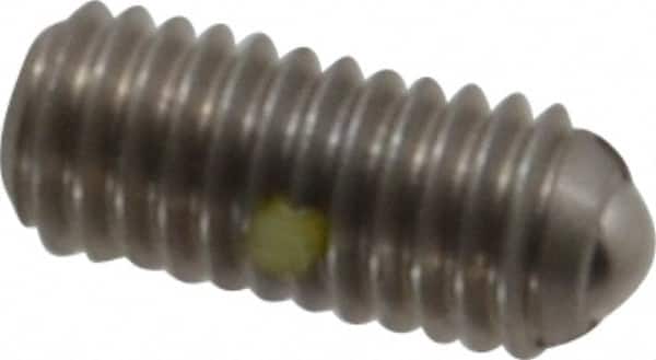 Gibraltar - M6x1.0, 3.5mm Ball Diam, 14mm Body Length, 1mm Max Ball Reach, Threaded Ball Plunger - Stainless Steel Body, Stainless Steel Ball, 6.29 Lb Initial End Force, 9 Lb Final End Force, Locking Element - Benchmark Tooling
