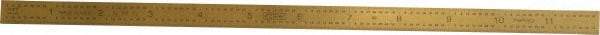 Fowler - 12" Long, 1/64, 1/32, 1/16, 1/8" Graduation, Flexible Steel Rule - 4R Graduation Style, 1" Wide, Yellow, Titanium Finish - Benchmark Tooling