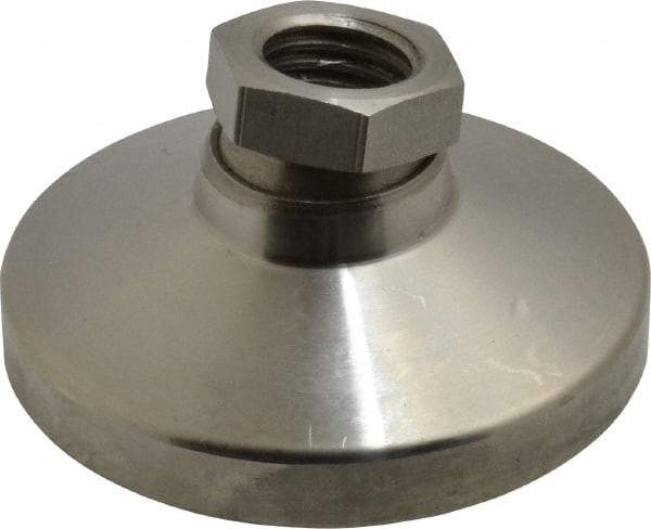 Gibraltar - 2721 kg Capacity, M16 Thread, 31.7mm OAL, Steel Stud, Tapped Pivotal Socket Mount Leveling Pad - 63.5mm Base Diam, Stainless Steel Pad, 22mm Hex - Benchmark Tooling