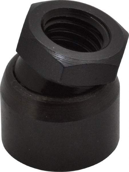 TE-CO - 1/2-13, 7/8" Pad Diam, Uncoated Bottom, Steel Toggle Pad - 17/32 Depth, 1" OAL, 3/4" Width Across Flats, Black Oxide Coated, Grade 12L14, 10° Swivel Angle - Benchmark Tooling