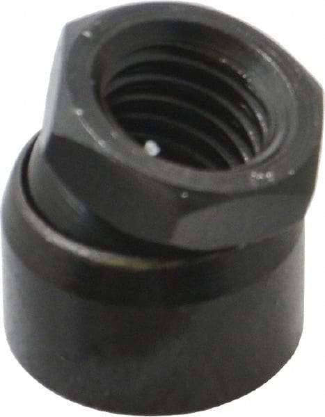 TE-CO - 5/8-11, 1" Pad Diam, Uncoated Bottom, Steel Toggle Pad - 9/16 Depth, 1-1/16" OAL, 7/8" Width Across Flats, Black Oxide Coated, Grade 12L14, 10° Swivel Angle - Benchmark Tooling