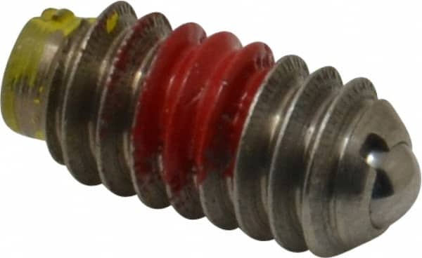 TE-CO - 1/4-20, 0.125" Ball Diam, 17/32" Body Length, 0.035" Max Ball Reach, Threaded Ball Plunger - Stainless Steel Body, Stainless Steel Ball, 4 Lb Initial End Force, 12 Lb Final End Force, Locking Element - Benchmark Tooling