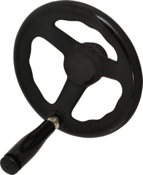 Value Collection - 6-1/4", 3 Spoke Offset Handwheel with Revolving Handle - Plastic, Plain Finish - Benchmark Tooling