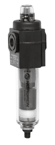Norgren - 3/8" Port Coalescing Filter - Polycarbonate Bowl, Automatic Drain, 150 Max psi, 0.01 Micron Rating, 1.98" Wide x 7-1/2" High - Benchmark Tooling