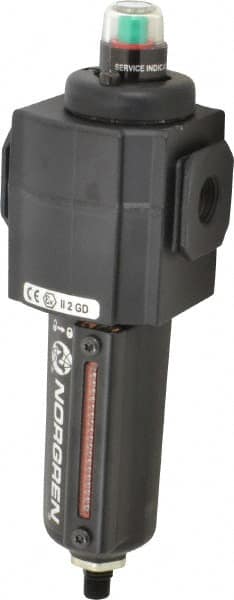 Norgren - 3/8" Port Coalescing Filter - Aluminum Bowl, Automatic Drain, 250 Max psi, 0.01 Micron Rating, 2.68" Wide x 8.16" High - Benchmark Tooling